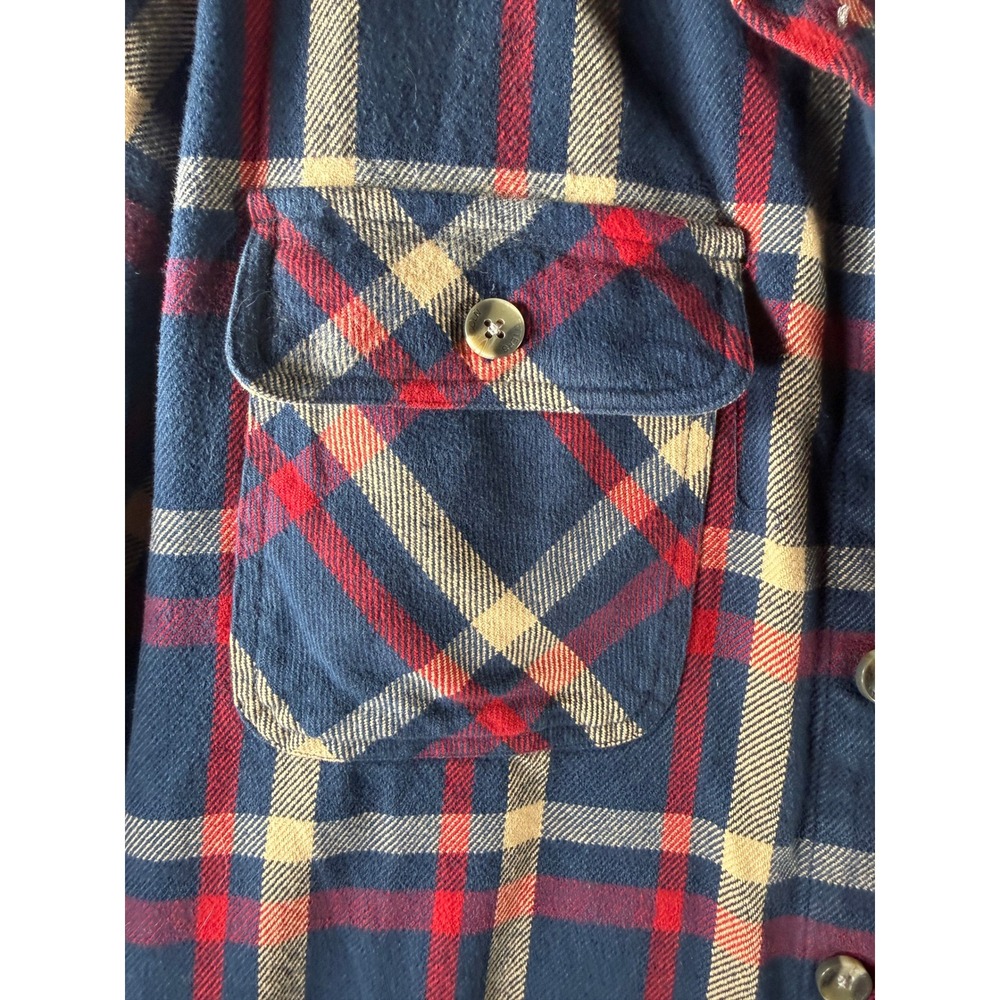 Lincoln Outfitters Mens Plaid Flannel Button Down Shirt Navy Blue Red Tan XL - Picture 7 of 10